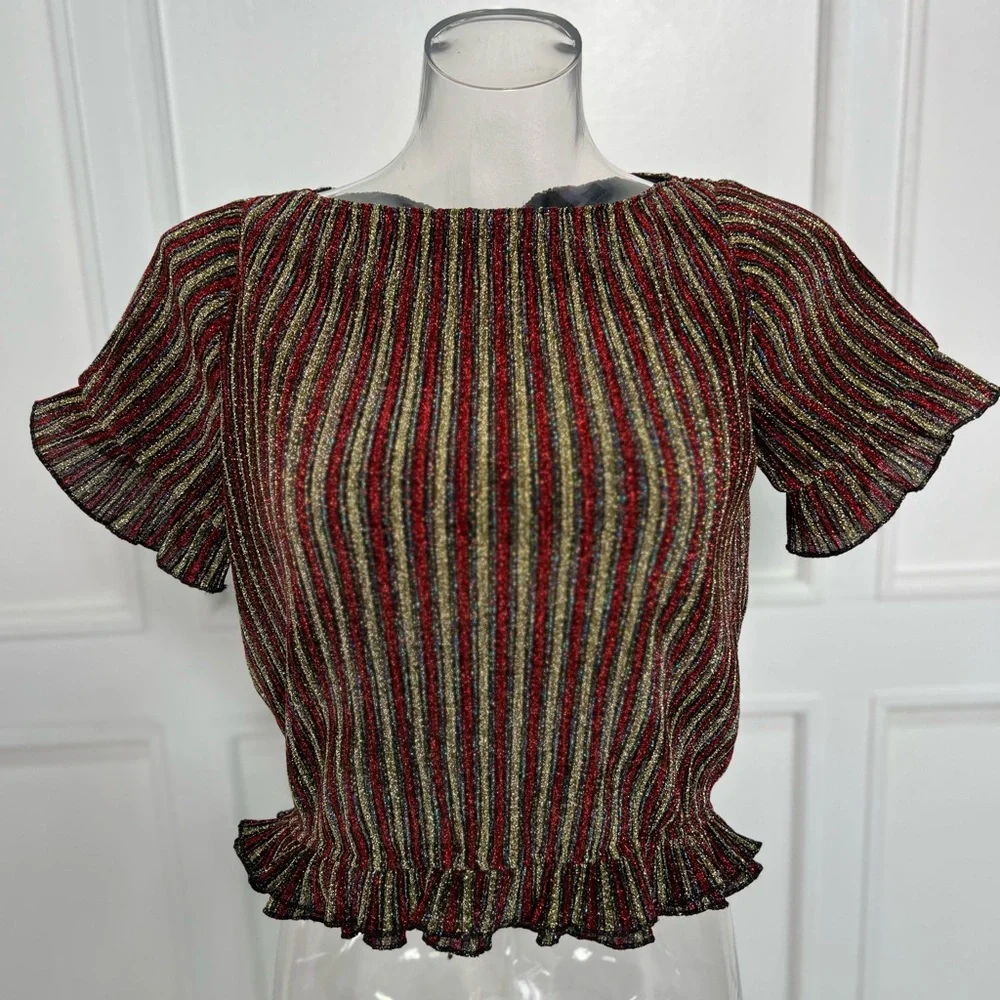Sparkly Ruffle Crop Top - Picture 1 of 3